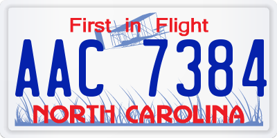 NC license plate AAC7384