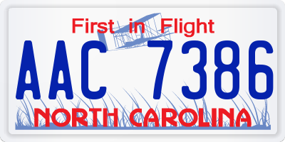 NC license plate AAC7386