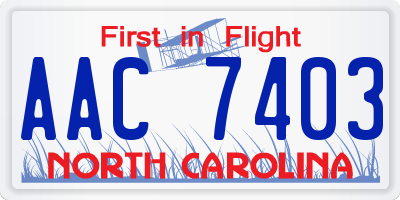 NC license plate AAC7403