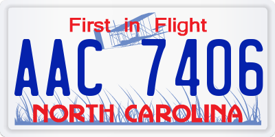 NC license plate AAC7406