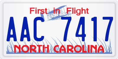 NC license plate AAC7417
