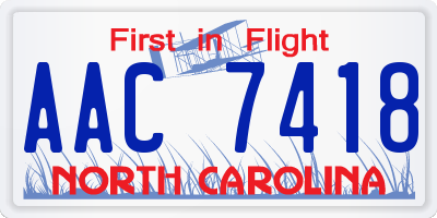 NC license plate AAC7418