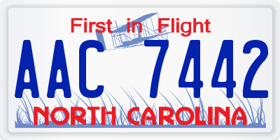 NC license plate AAC7442