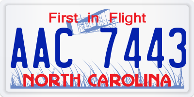 NC license plate AAC7443