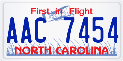 NC license plate AAC7454