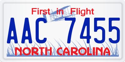 NC license plate AAC7455
