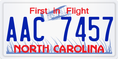 NC license plate AAC7457