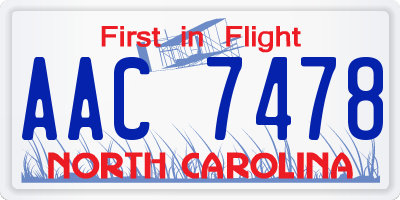 NC license plate AAC7478