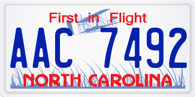 NC license plate AAC7492