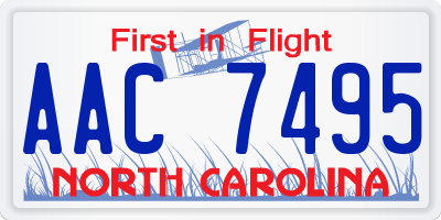 NC license plate AAC7495