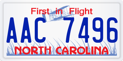 NC license plate AAC7496