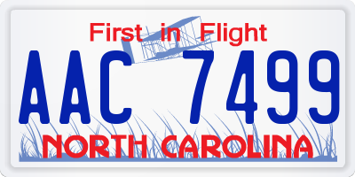 NC license plate AAC7499