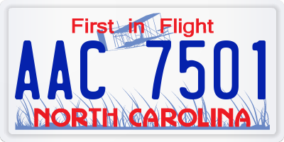 NC license plate AAC7501
