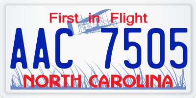 NC license plate AAC7505