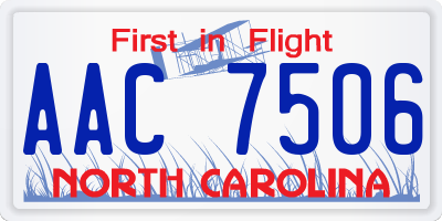 NC license plate AAC7506