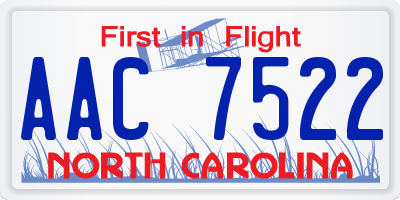 NC license plate AAC7522