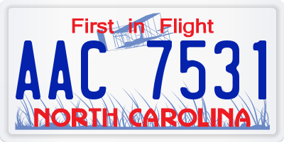 NC license plate AAC7531