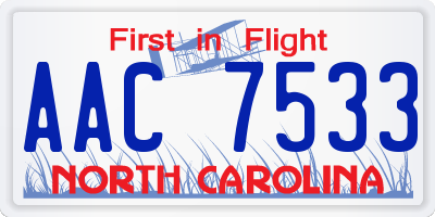 NC license plate AAC7533