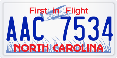 NC license plate AAC7534