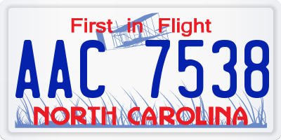 NC license plate AAC7538