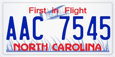 NC license plate AAC7545