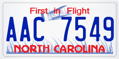 NC license plate AAC7549
