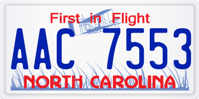 NC license plate AAC7553