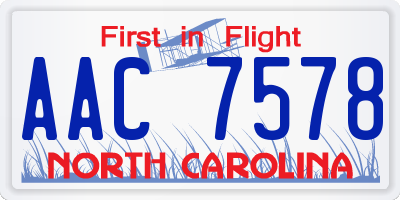 NC license plate AAC7578