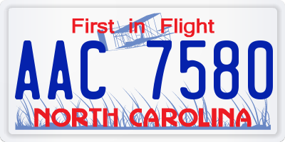 NC license plate AAC7580