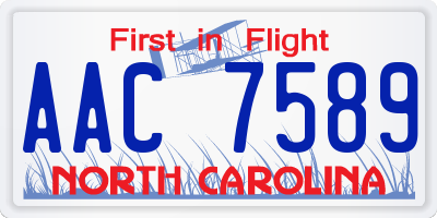 NC license plate AAC7589