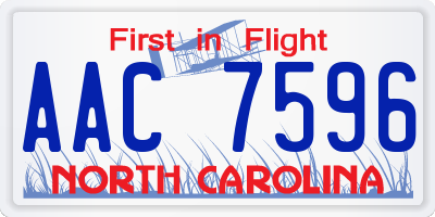 NC license plate AAC7596