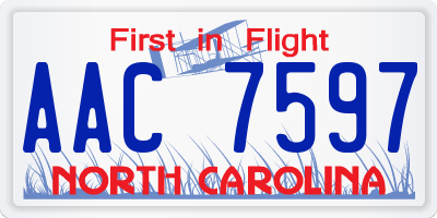 NC license plate AAC7597