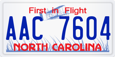NC license plate AAC7604