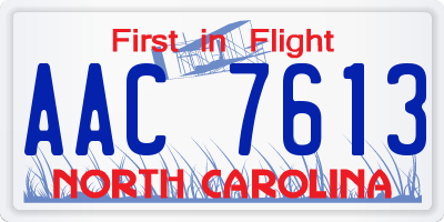 NC license plate AAC7613