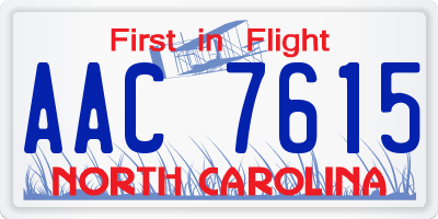NC license plate AAC7615