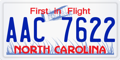 NC license plate AAC7622