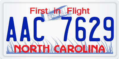 NC license plate AAC7629