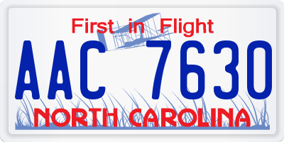 NC license plate AAC7630