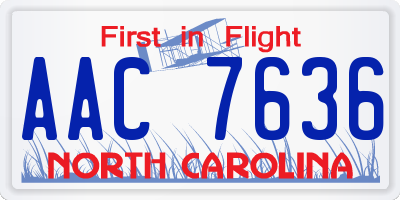 NC license plate AAC7636