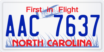 NC license plate AAC7637