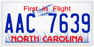 NC license plate AAC7639