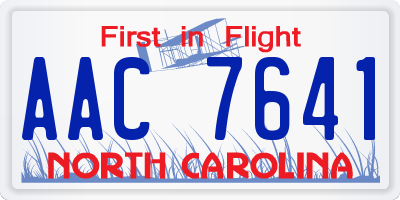 NC license plate AAC7641