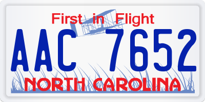 NC license plate AAC7652