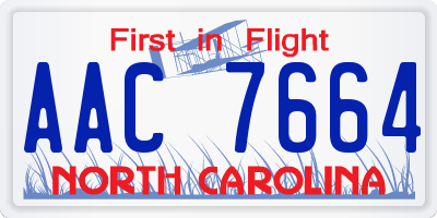 NC license plate AAC7664