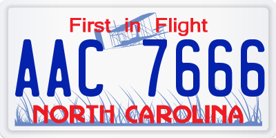 NC license plate AAC7666