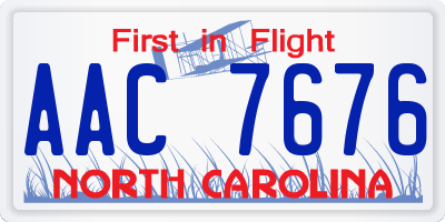 NC license plate AAC7676