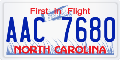 NC license plate AAC7680