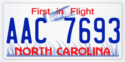 NC license plate AAC7693