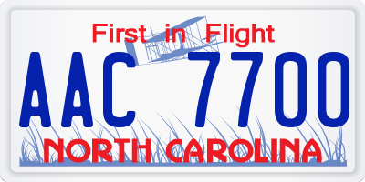 NC license plate AAC7700
