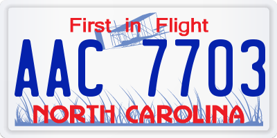 NC license plate AAC7703